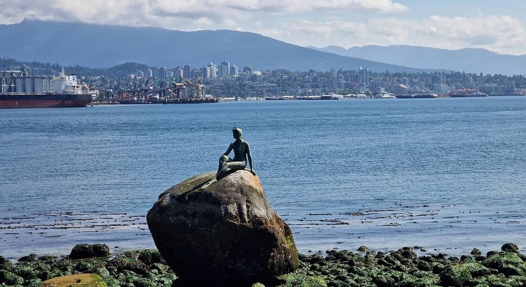 Girl in a Wetsuit statue in Stanley Park Vancouver - hidden gem